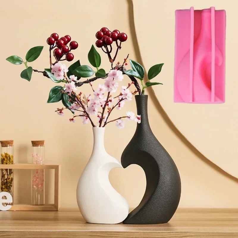 Twin Heart Silicone Vase Mold i06
