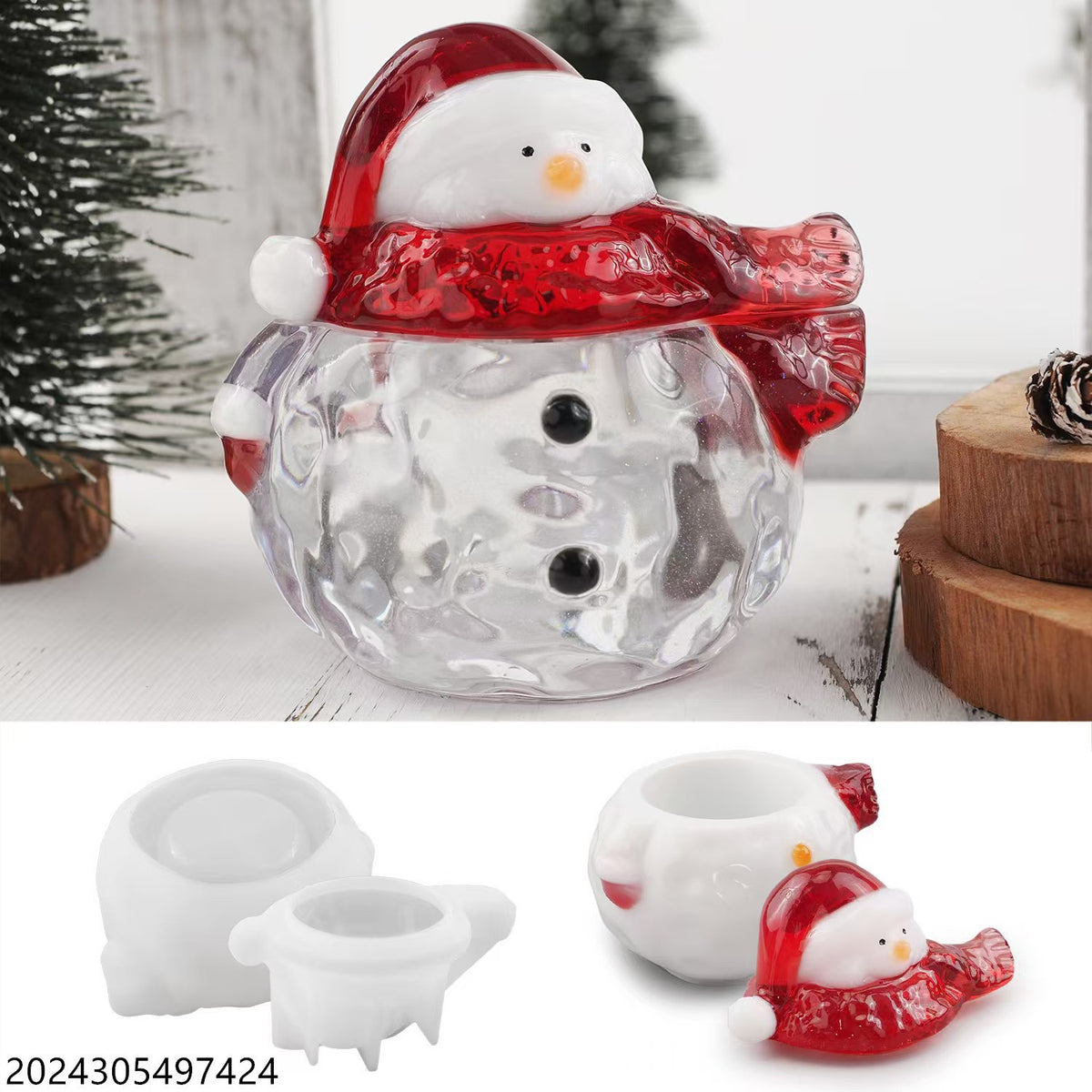 Snowman Candle Bowl Jar Silicone Mold i010