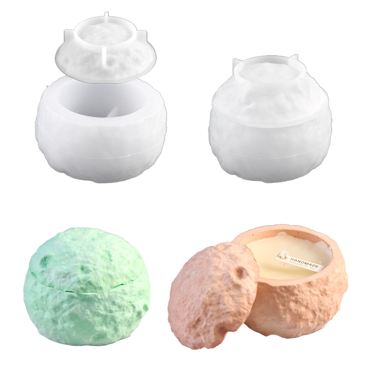 Meteorite Aromatherapy Candle Jar Mold with Lid a014