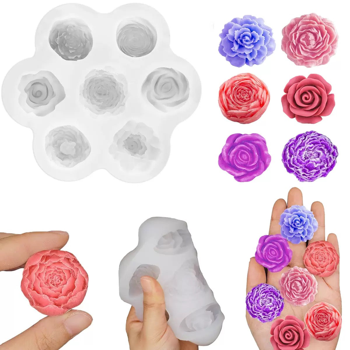 Flower Rose Peony Silicone Mold h012