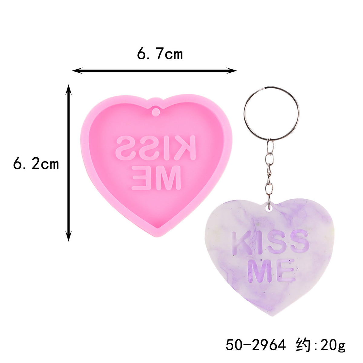 Single Heart Keychain Silicone Mold i07