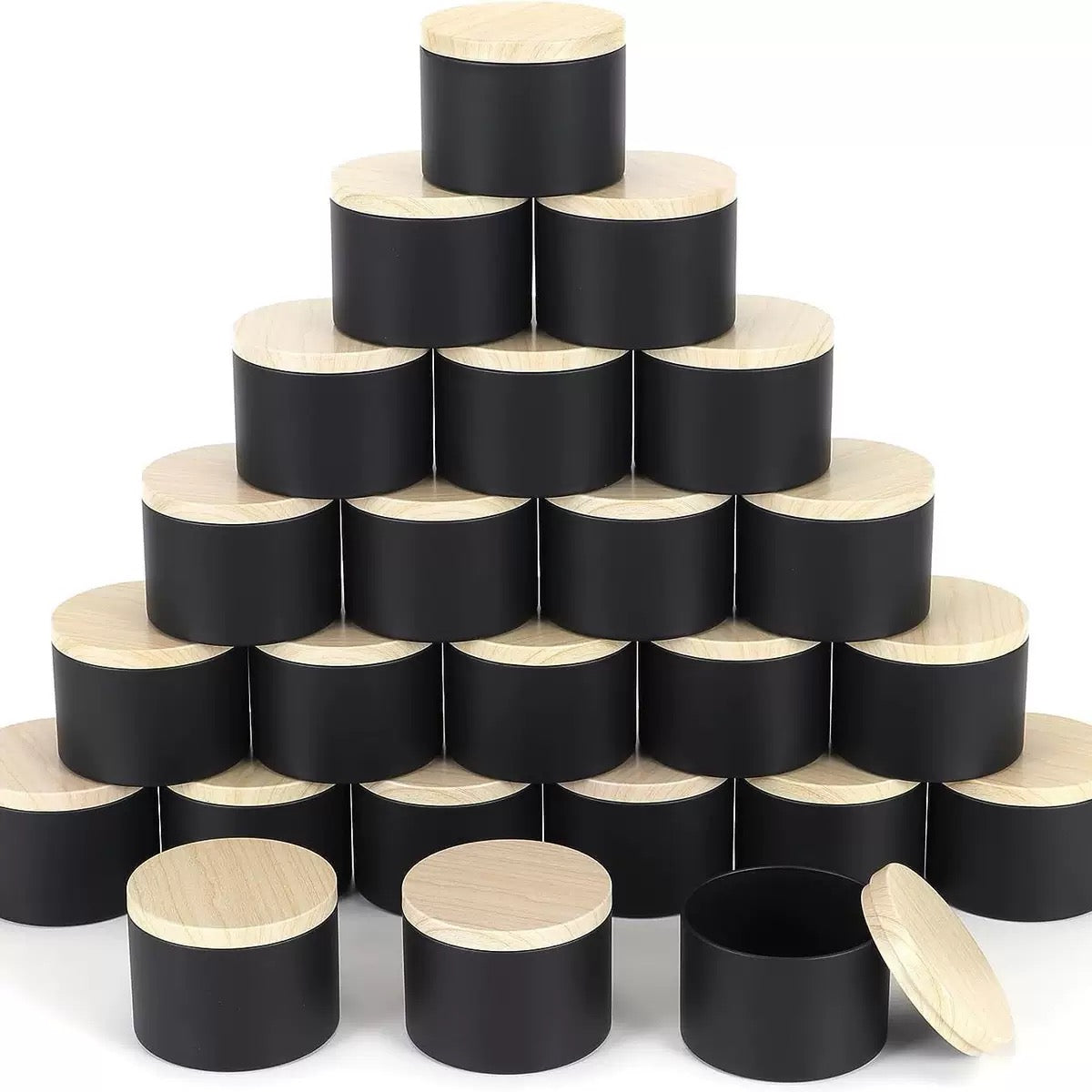 Empty Black Candle Aluminum Tin Jar