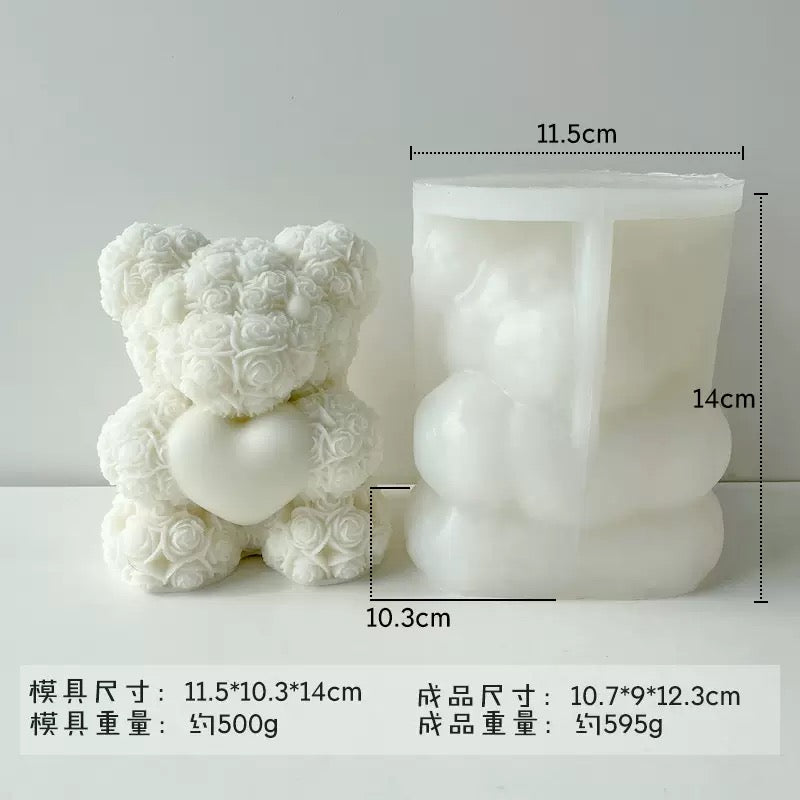 Rose Bear Candle Silicone Mold g05