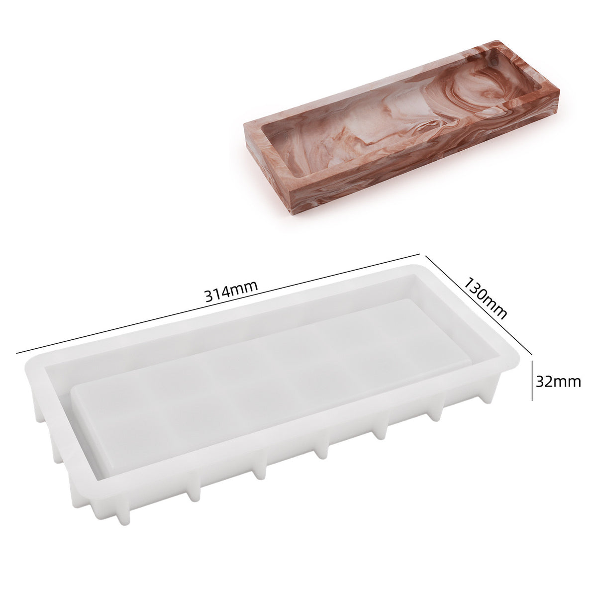 Rectangle Trinket Tray Silicone Mold f06