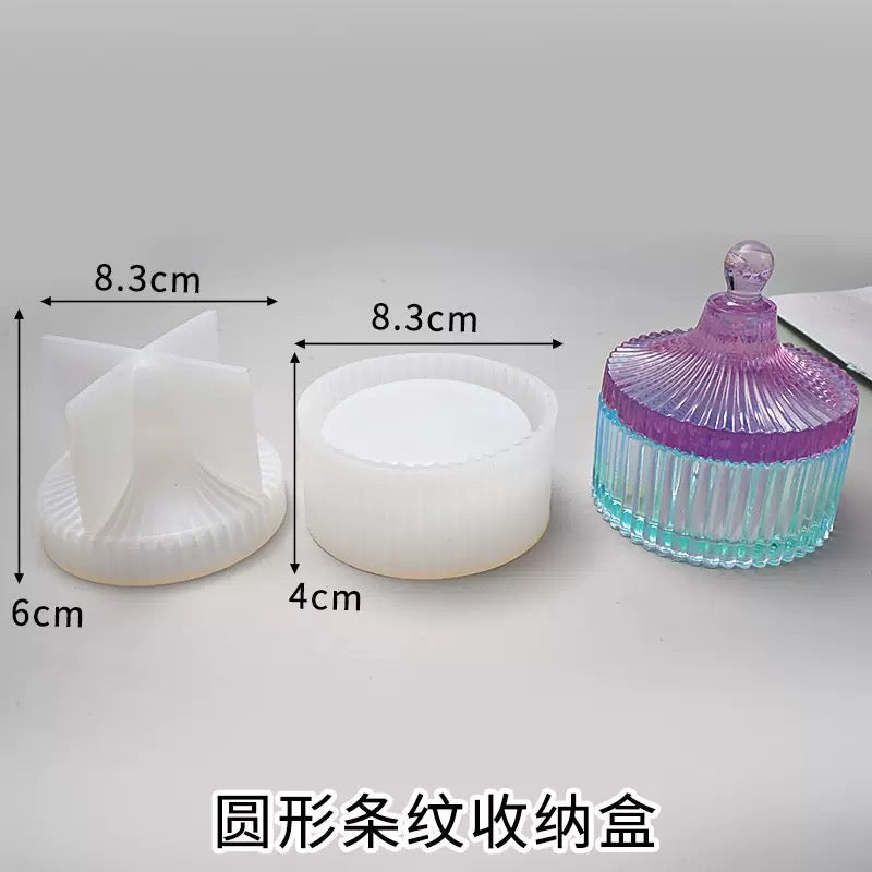 Ribbed Storage Jar Silicone Mold f04