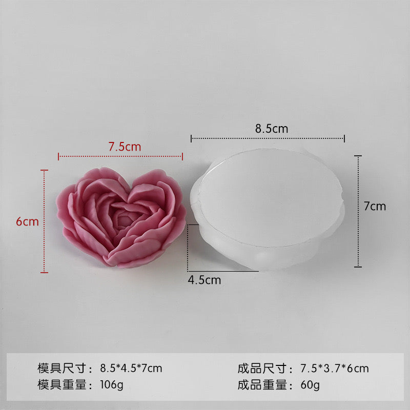 Heart Rose Flower Candle Silicone Mold h05
