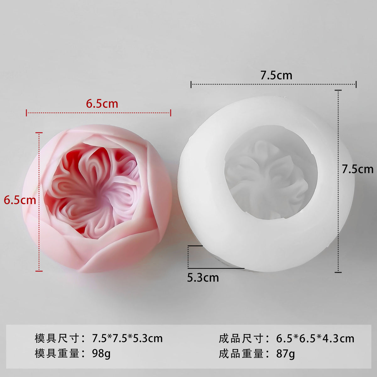 Austin Rose Candle Silicone Mold h012