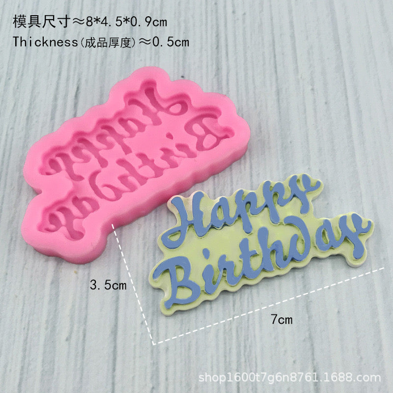 Happy Birthday Silicone Mold i07