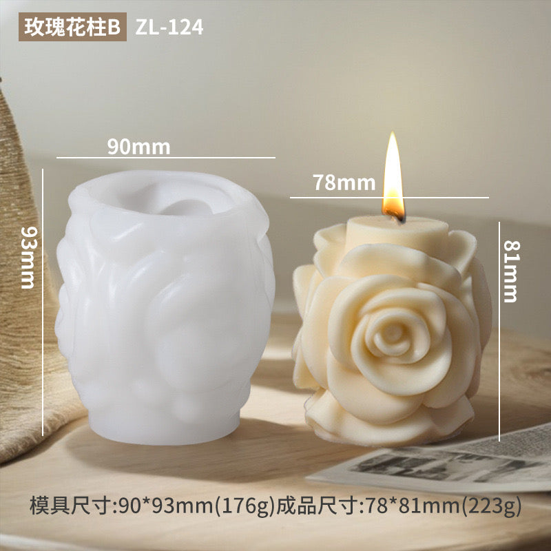 Twin Rose Candle Silicone Mold h01