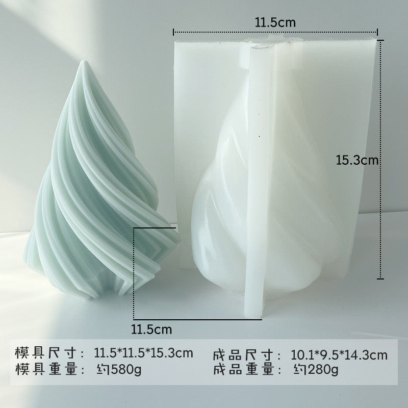 Spiral Triangle Candle Silicone Mold h01