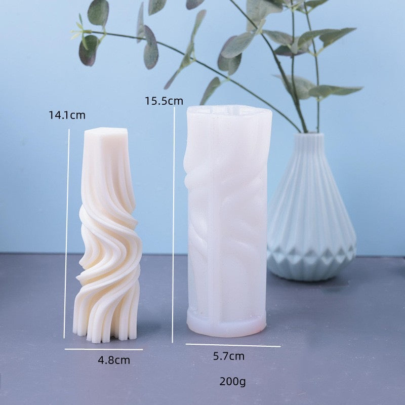 Striped Cylinder Pillar Candle Silicone Mold h07