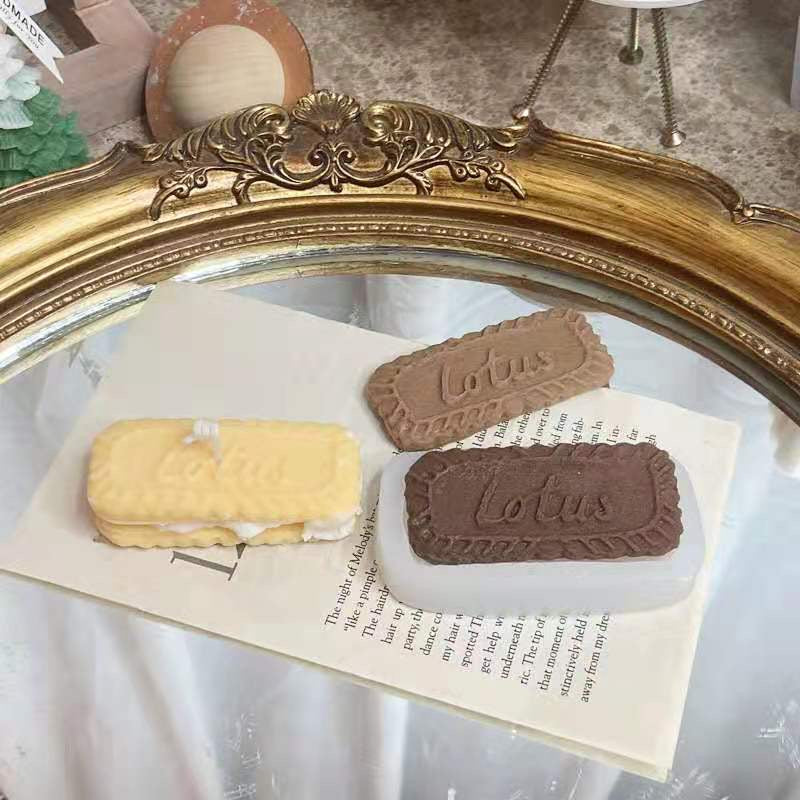Lotus Cookie Biscuit Candle Silicone Mold h015