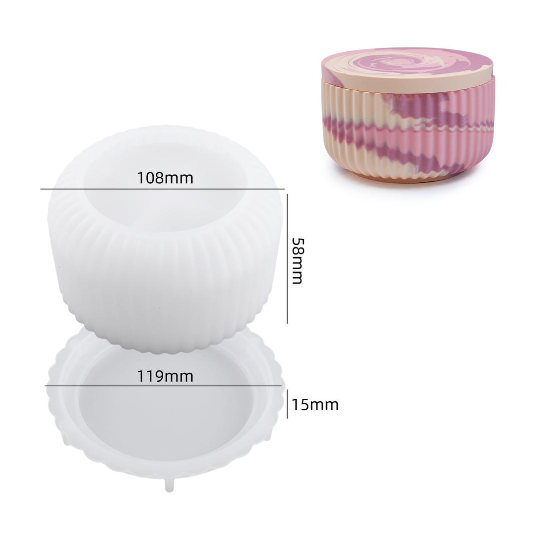 Ribbed Candle Jar Silicone Mold b04