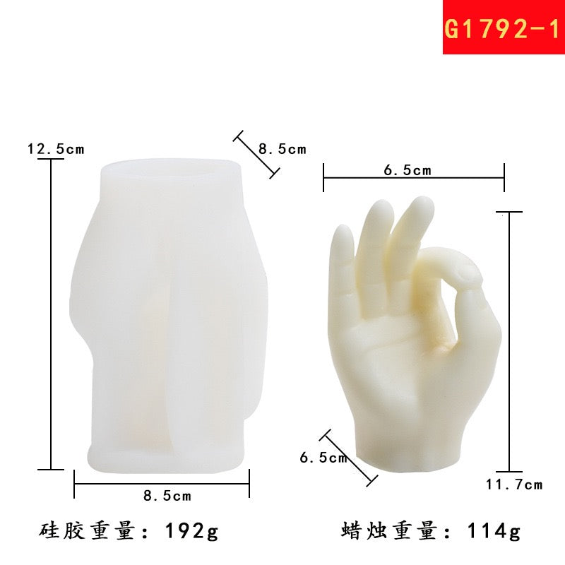 Hand shaped candle silicone mold h015