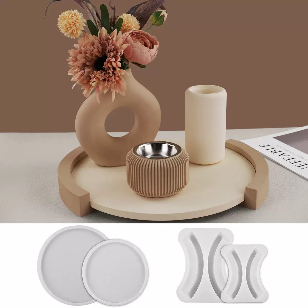 Round Tray and Base Storage Silicone Mold g01