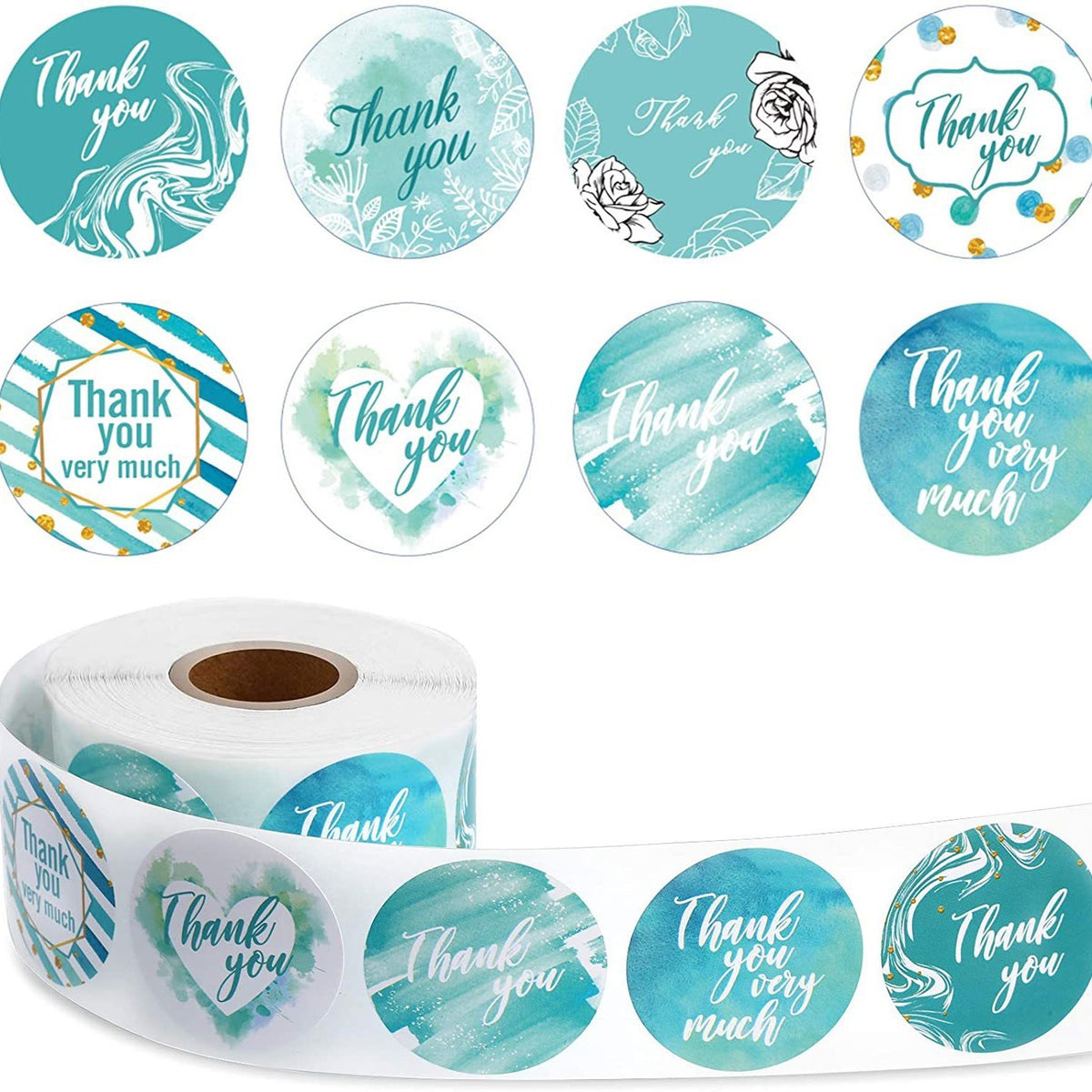 500/roll Cyan Thank You Sealing Stickers