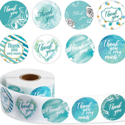 500/roll Cyan Thank You Sealing Stickers
