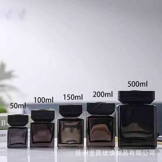 Black Cube Diffuser Glass Bottle/Jar + Wooden Cover