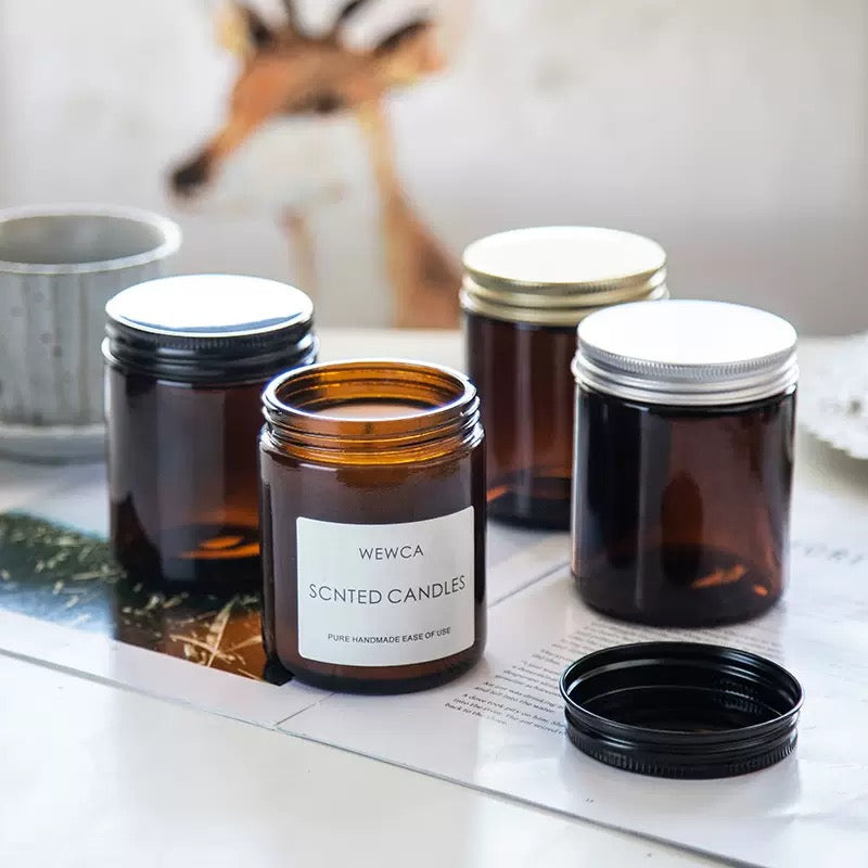 Amber Candle Jar Glass Bottle