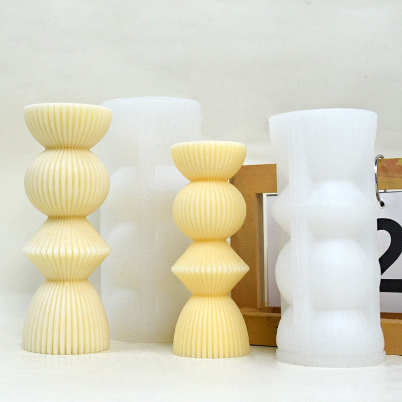 Striped Roman Column Pillar Candle Mold h07
