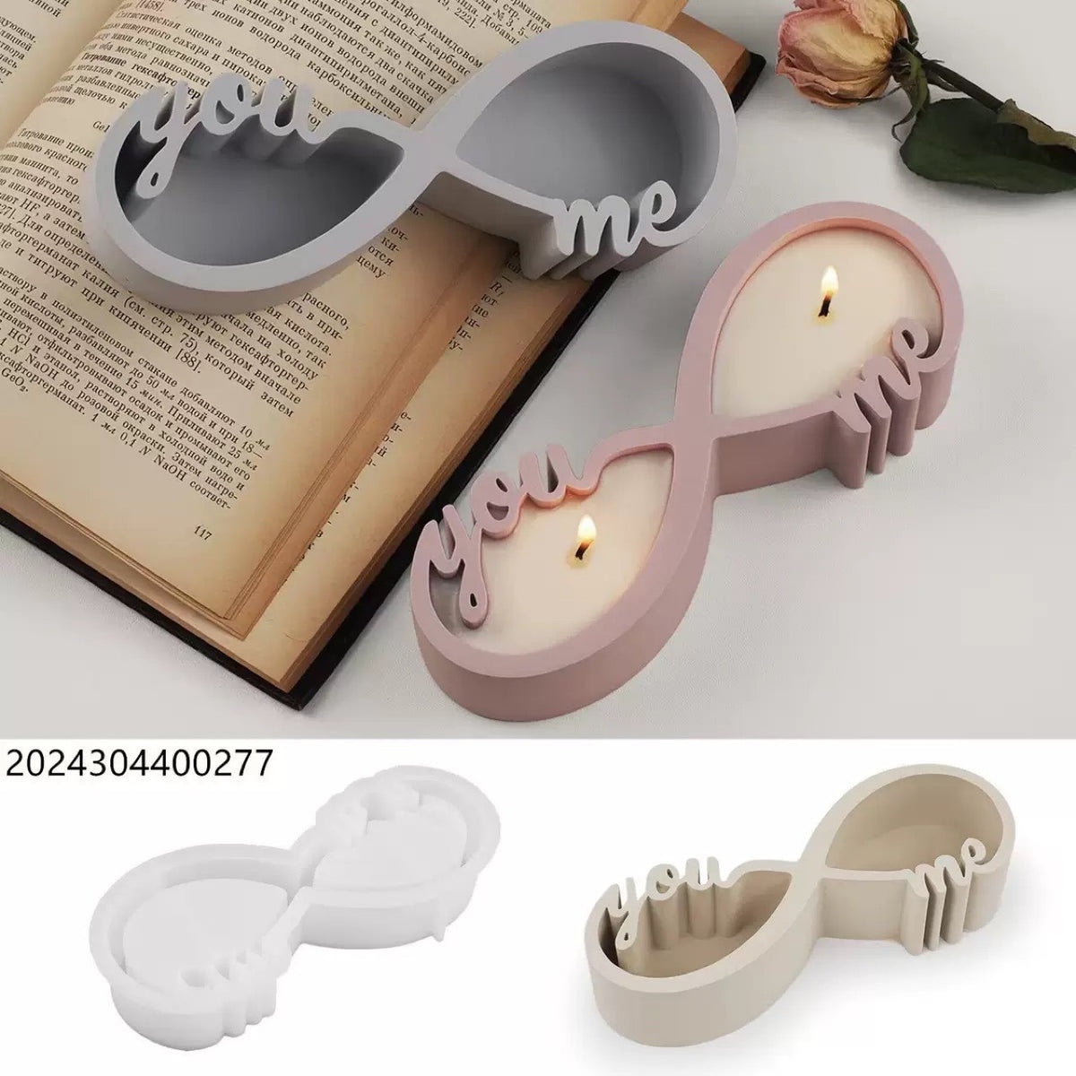 You and Me Couple Candle Jar Silicone Mold