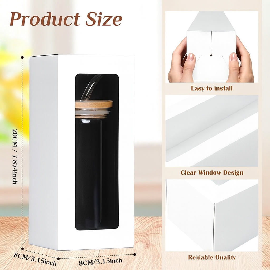 5Pcs Rectangle Kraft Box Pvc Window