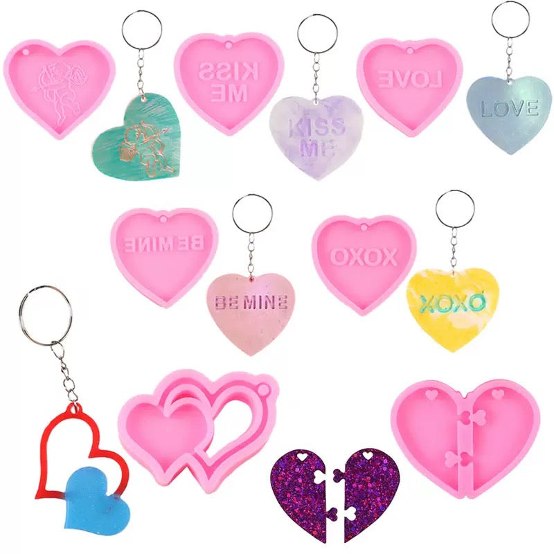 Single Heart Keychain Silicone Mold i07