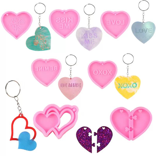 Single Heart Keychain Silicone Mold i07