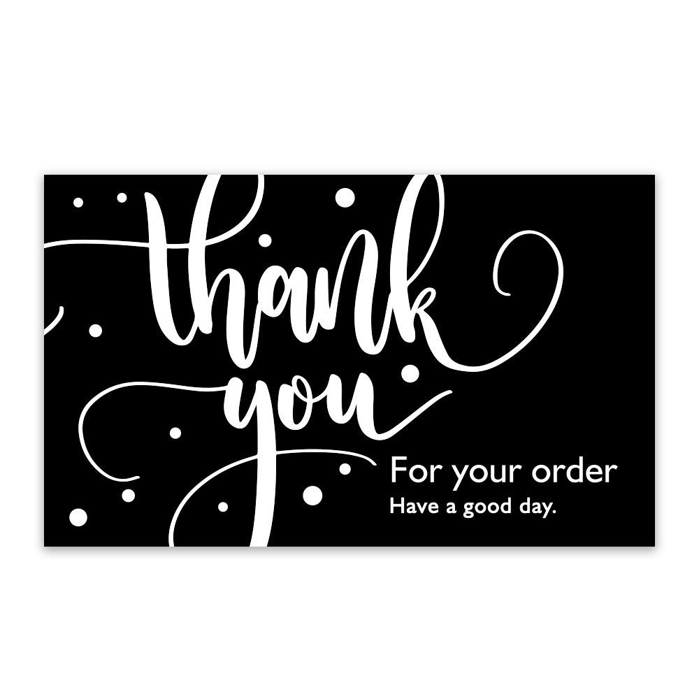 50Pcs Black Thank You For Your Order Cards j03