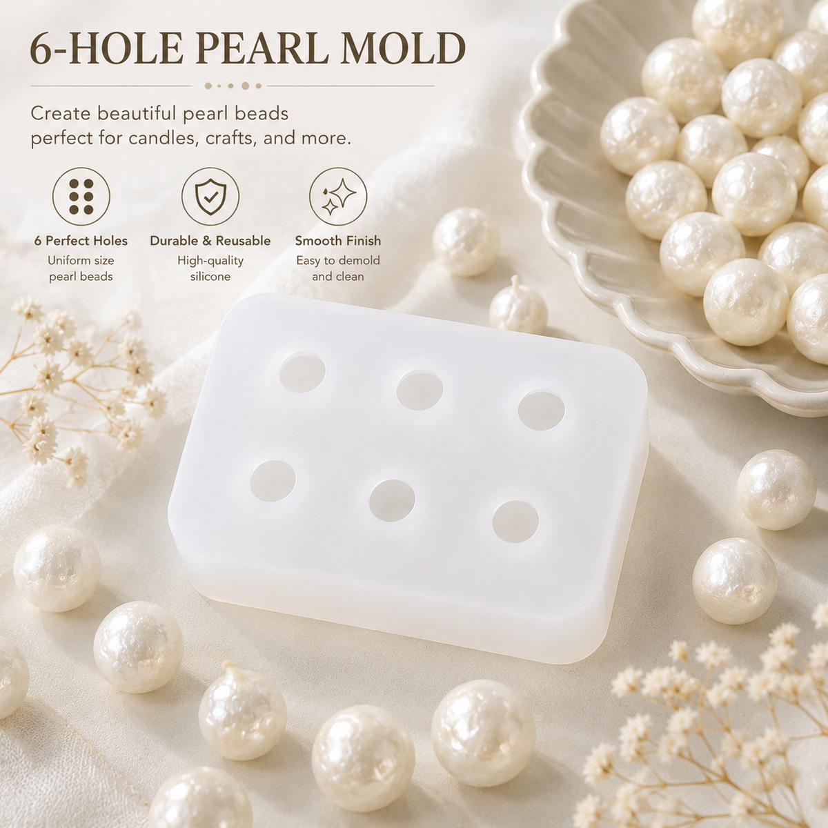 6-Hole Candle Pearl Silicon Mold