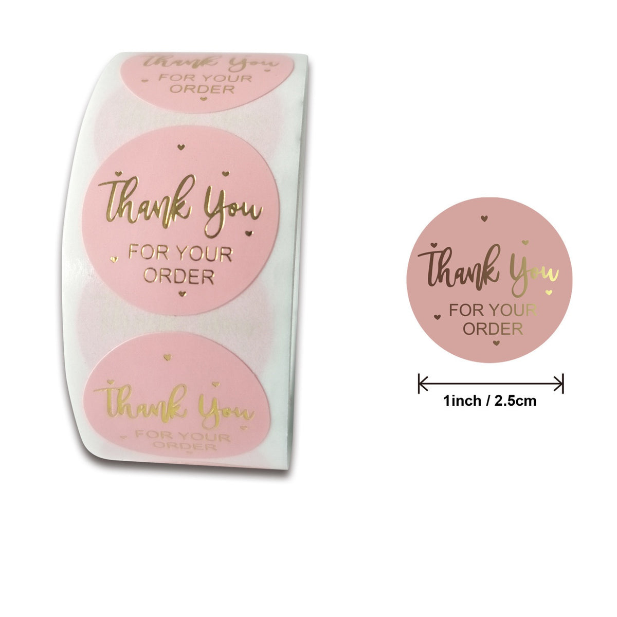 1 inch Peach & Gold Foil Thank You Sealing Stickers