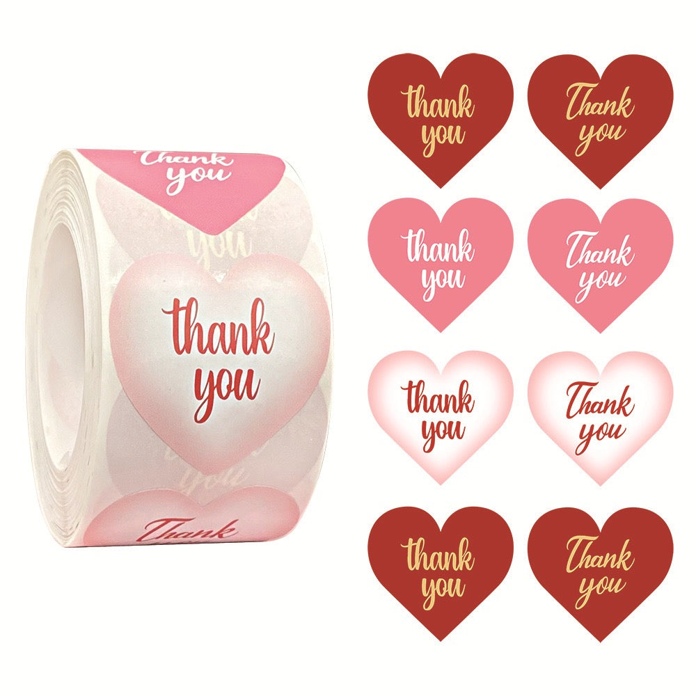 Heart Thank You Sealing Stickers