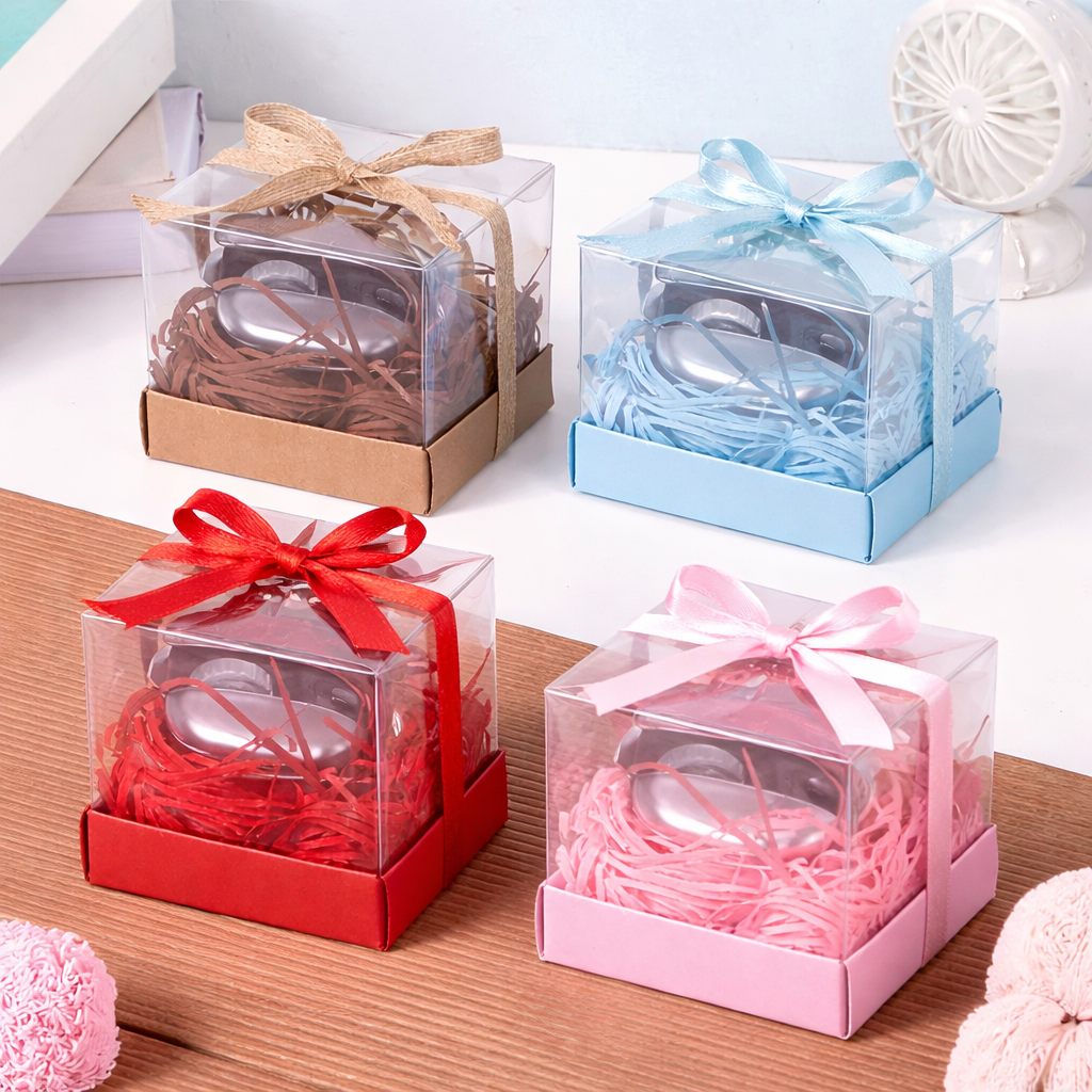 5pcs PVC Transparent Packaging Box with Shredded Paper