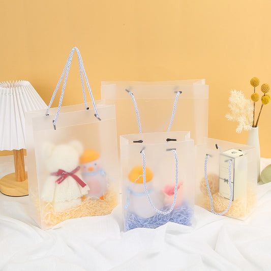 5pcs Plastic gift bag with rope handle