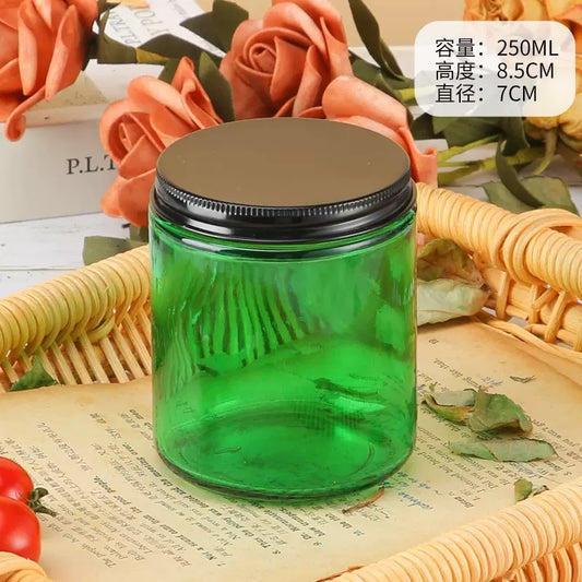 Green Candle Jar Glass Bottle
