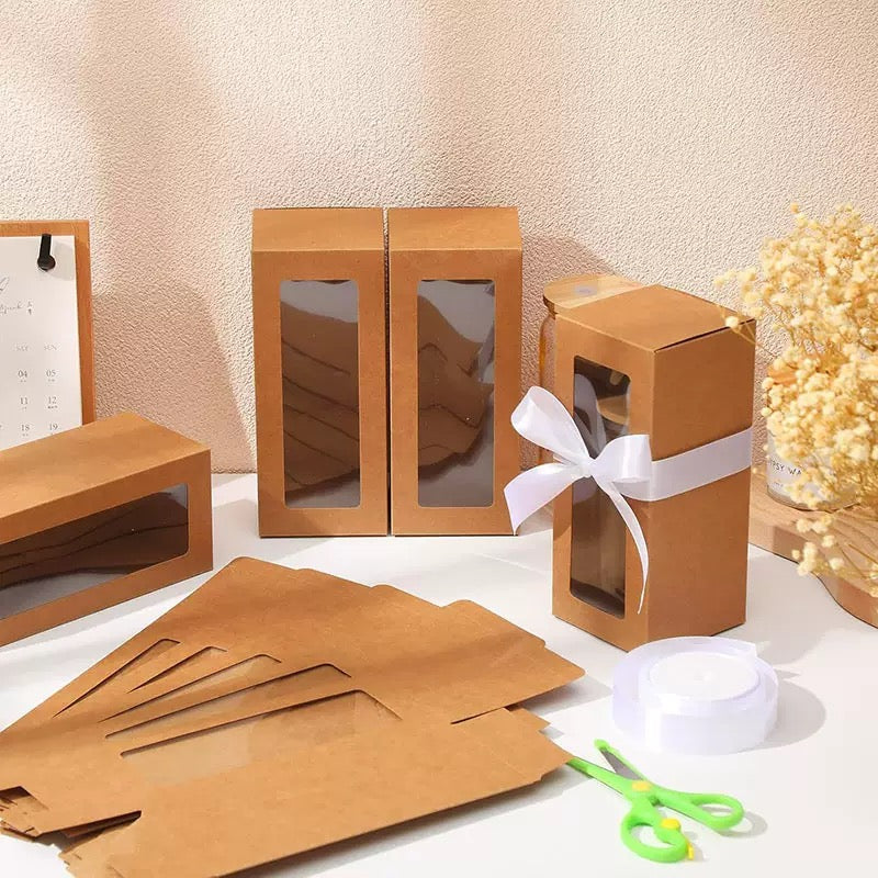 5Pcs Rectangle Kraft Box Pvc Window