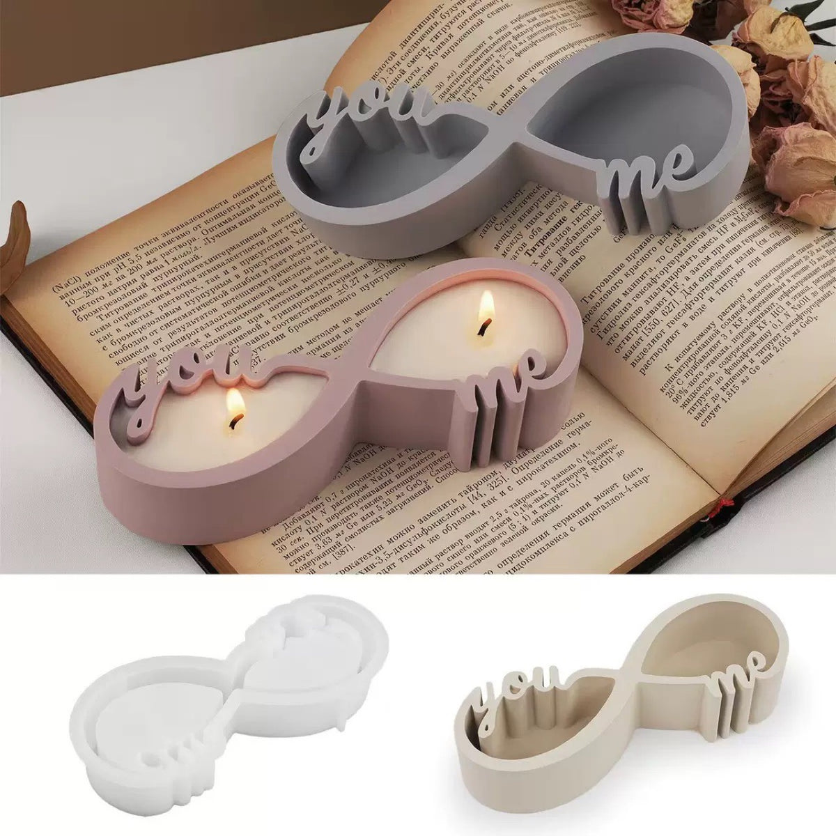 You and Me Couple Candle Jar Silicone Mold