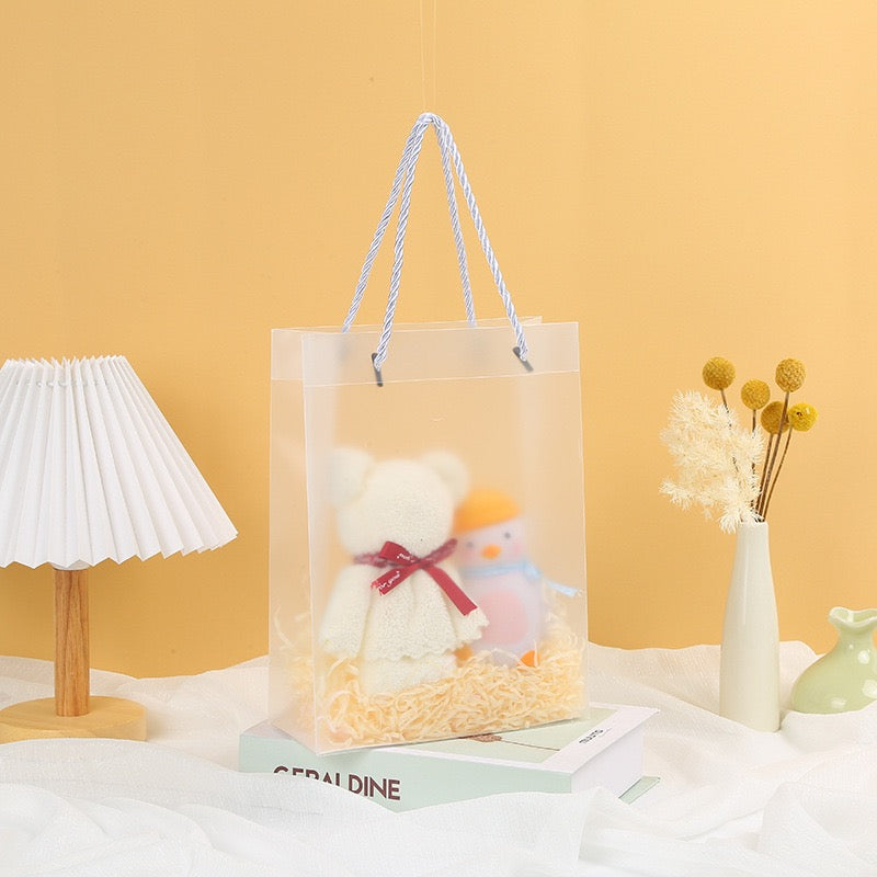 5pcs Plastic gift bag with rope handle