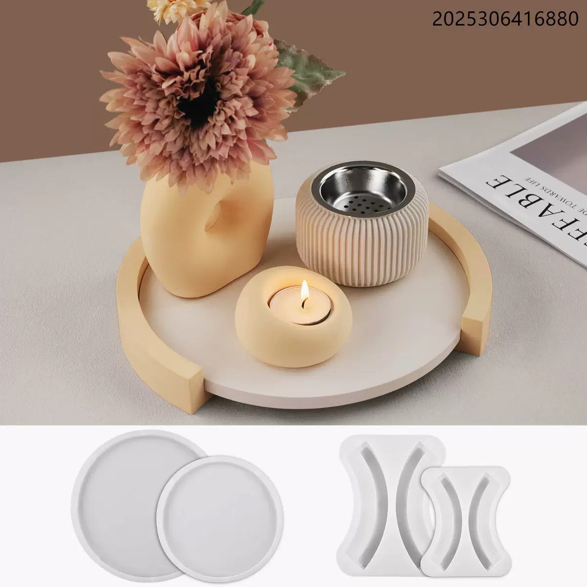 Round Tray and Base Storage Silicone Mold g01