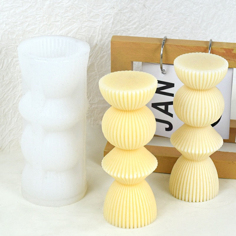Striped Roman Column Pillar Candle Mold h07