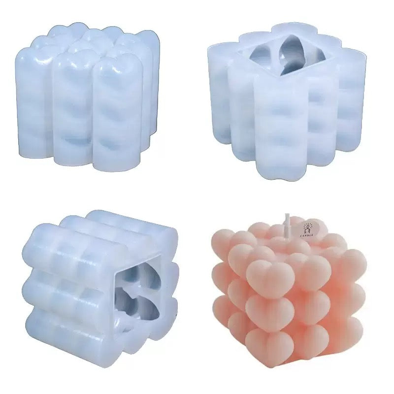Bubble Heart Candle Silicone Mold h04