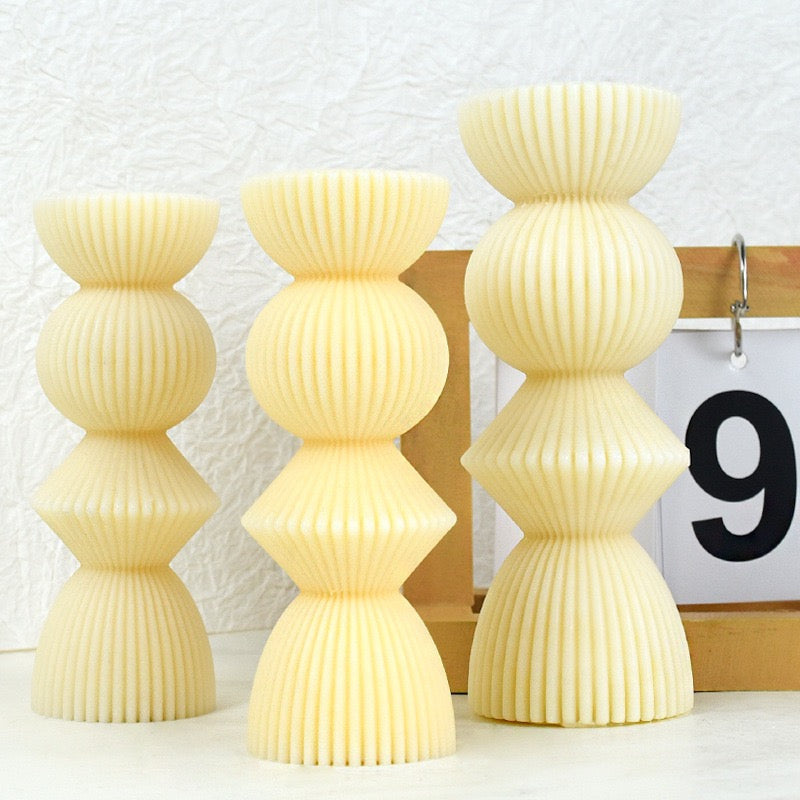 Striped Roman Column Pillar Candle Mold h07