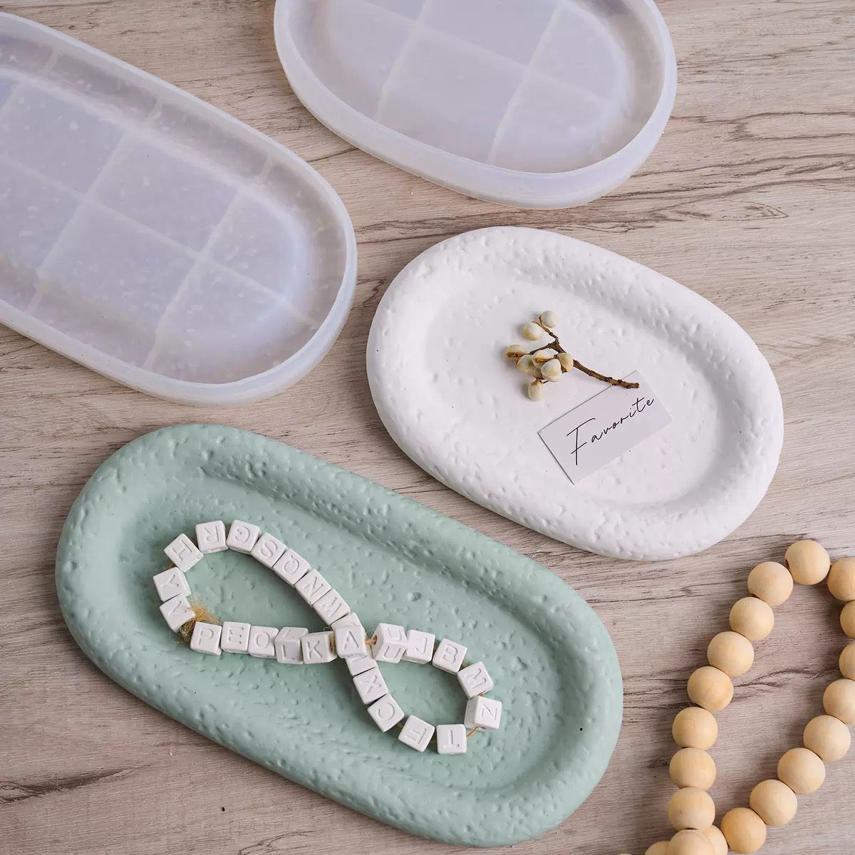 Stone Pattern Candle / Storage Jar Tray Silicone Mold