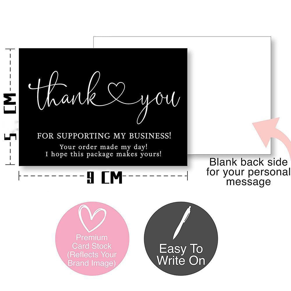 50Pcs Black Thank You Cards j03