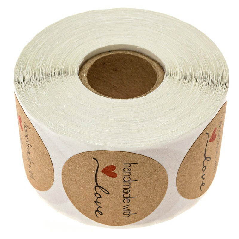 Kraft Handmade With Love Sealing Stickers