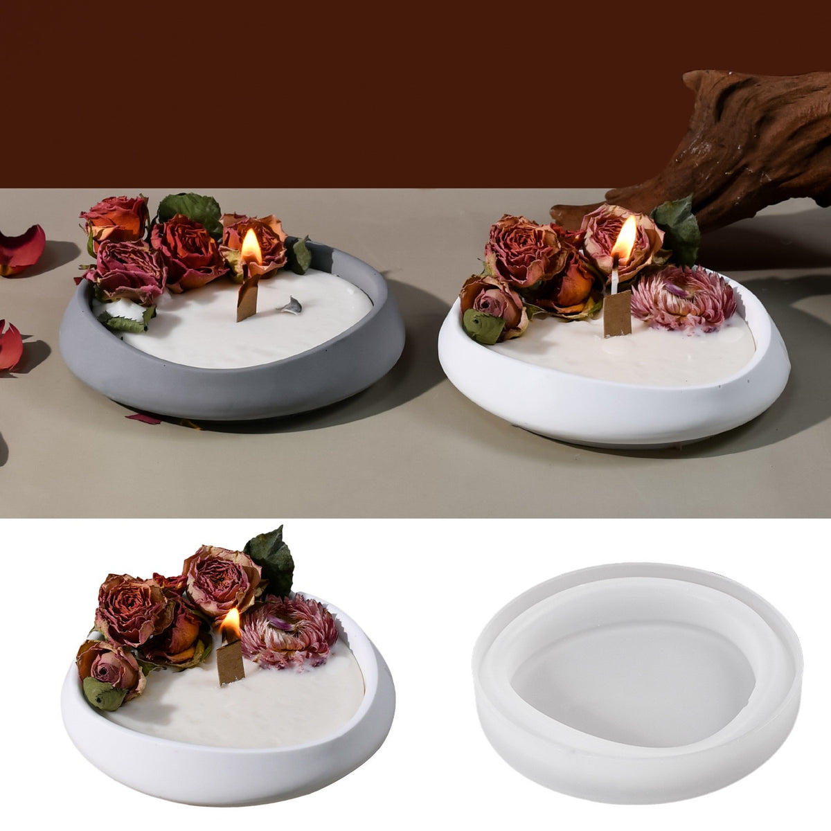 Irregular Round Bowl Candle Jar Silicone Mold a012