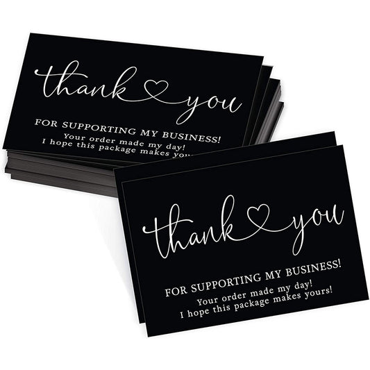 50Pcs Black Thank You Cards j03