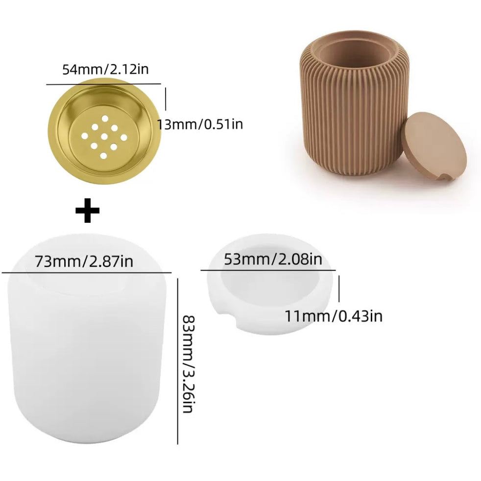 Stripped Jar & Lid Incense Burner Silicone Mold d05