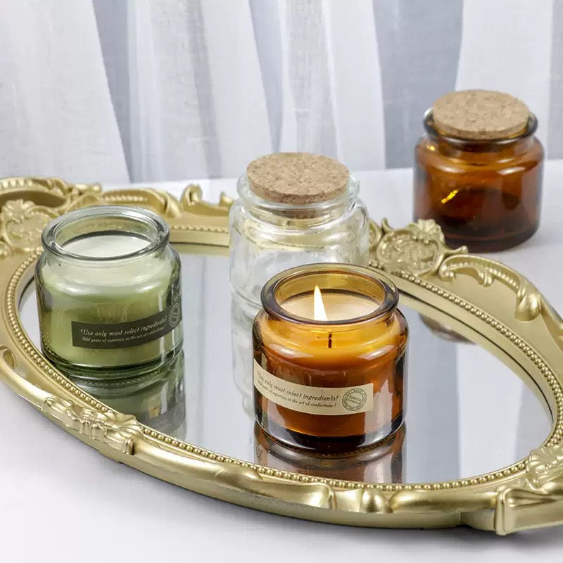 Vintage Amber Candle Glass Jar