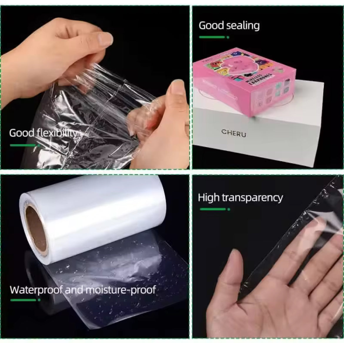 100pcs Transparent Heat Shrinkable Plastic Wrap j03